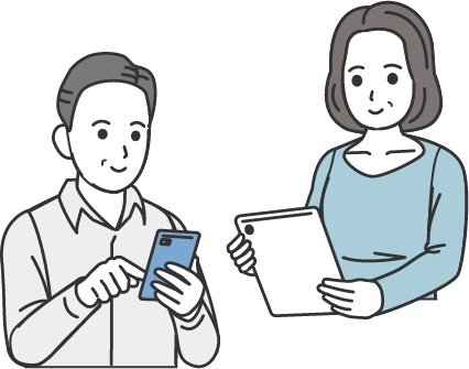 スマホやタブレットで視聴する様子